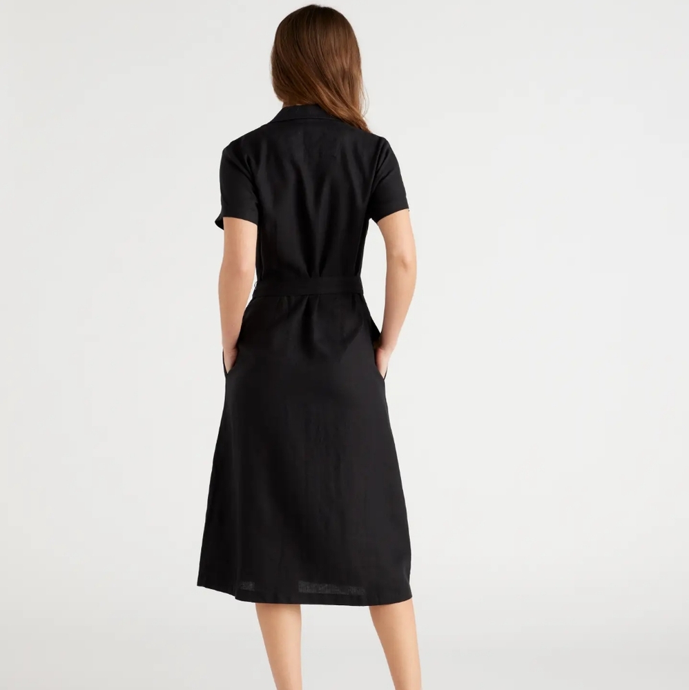 Must finf 8/28/24 New Quince 100% European Linen Button Front Dress Black Sz M - Picture 4 of 10